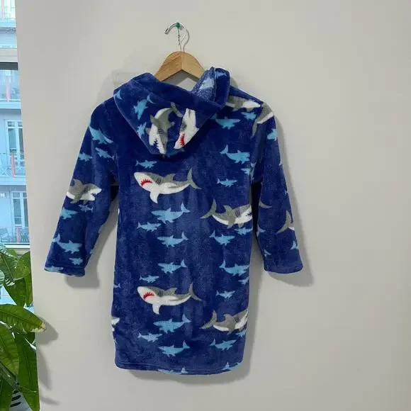 Boy's Fuzzy Shark Print Robe - Picture 5 of 5